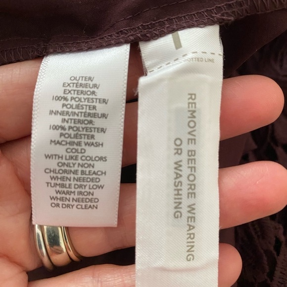 LOFT Women's Sz 2 Wine Burgundy Lace Shift Dress Cocktail Party 3/4 Sleeve - Picture 6 of 9